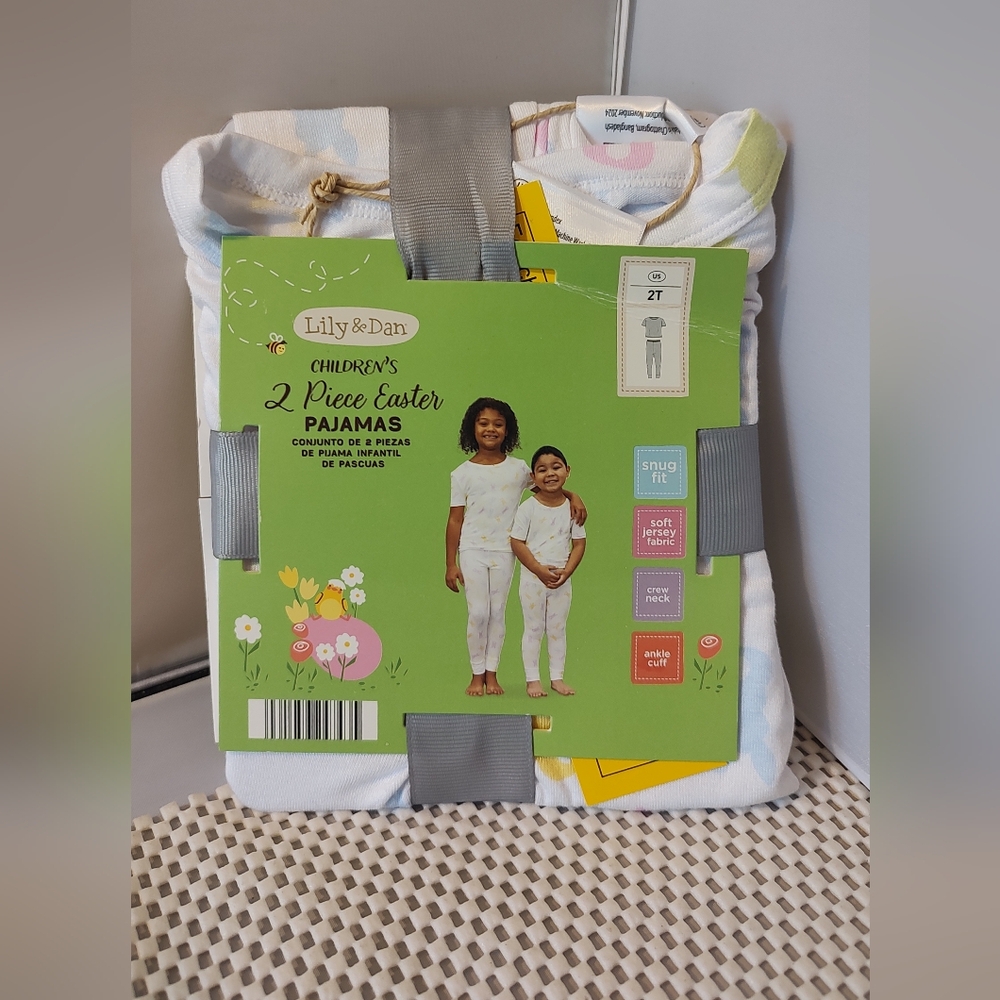 Lily & Dan Girls Size 2T Pajamas White Bunny Easter